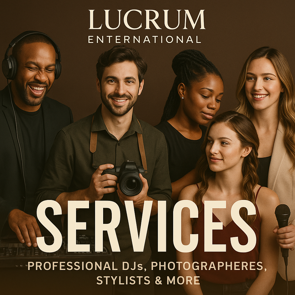🎬✨ Lucrum Entertainment Services – Professional DJs, Photographers, Stylists &amp; More